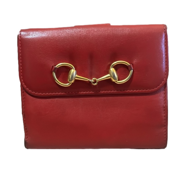 Gucci Vintage Horsebit Red Leather Wallet - Picture 1 of 13